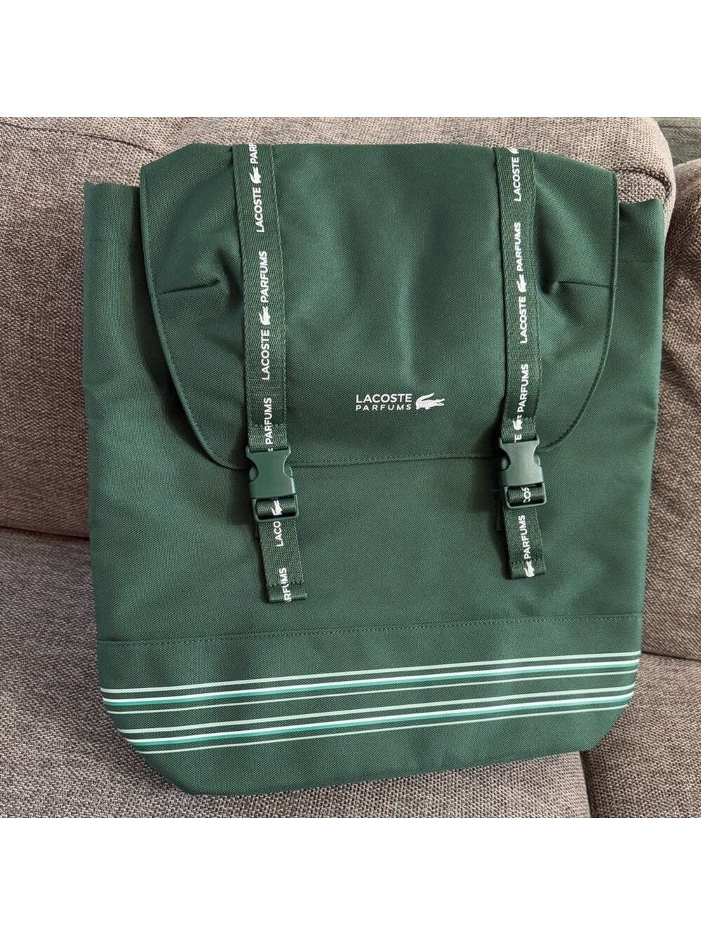 Lacoste Parfums Men's Drawstring Backpack Green Authentic New - Picture 3 of 15